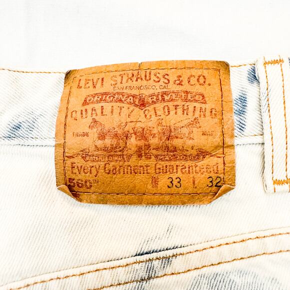 Levi's 560 Distressed Acid Wash Dyed Denim Jeans Size 33 x 32 - Picture 7 of 8